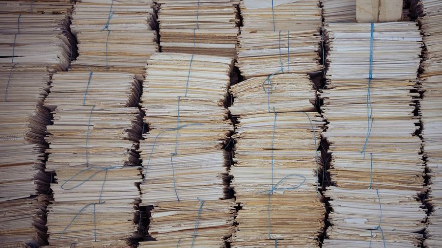 Folders stacked in the order they were filed